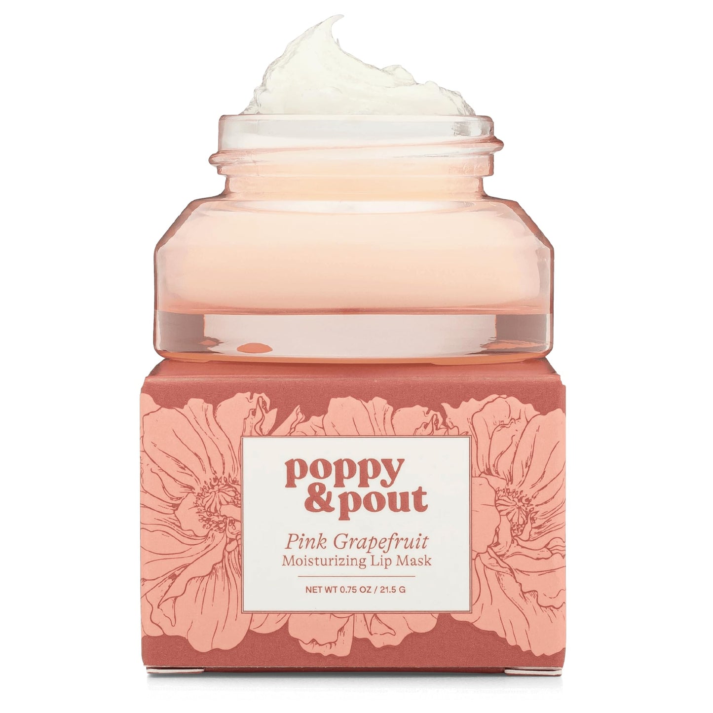 Poppy & Pout Pink Grapefruit Overnight Lip Mask - Moisturizing Lip Treatment with Shea Butter & Beeswax - Cruelty Free, Recyclable Glass Jar (0.65 oz) Beauty & Personal Care Poppy & Pout