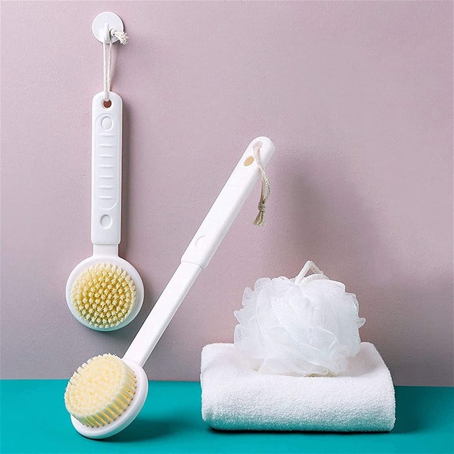 Sxdthy Telescopic Long Handle Bath Brush Shower Scrubber Body Cleaning Brush Exfoliation for Wet or Dry Brushing Beauty and Personal Care KAnduo