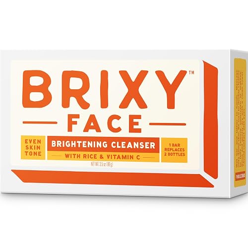 BRIXY Exfoliating Facial Cleansing Bar Even Skin Tone - Rice Powder And Vitamin C, Ceramide & Niacinamide Support A Healthy Skin Barrier, Soap Free Beauty & Personal Care BRIXY
