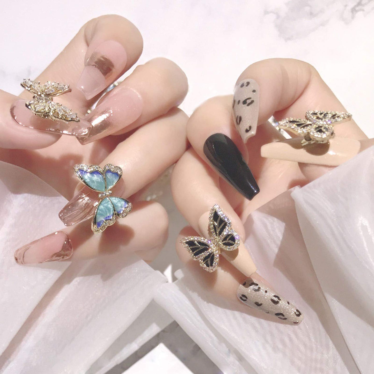 Tinsow 4 Pcs Nail Diamond Metal Nail Art Butterfly Jewelry Crystal Strass Moving Wings Butterfly Nail Diamond Stones Wedding Charms Accessories (Gold) Beauty & Personal Care Tinsow