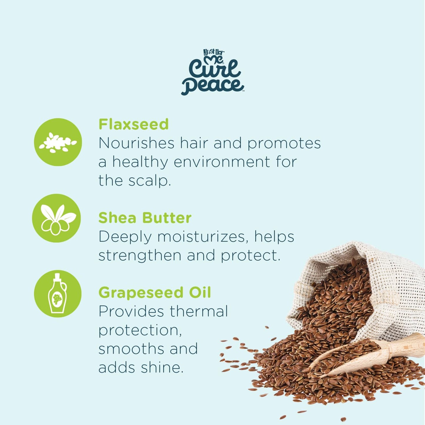 Just For Me Curl Peace Defining Curl & Coil Cream - Holds & Hydrates, Contains Flaxseed, Avocado Oil & Black Castor Oil, No Animal Testing, 12 oz Beauty & Personal Care Just For Me