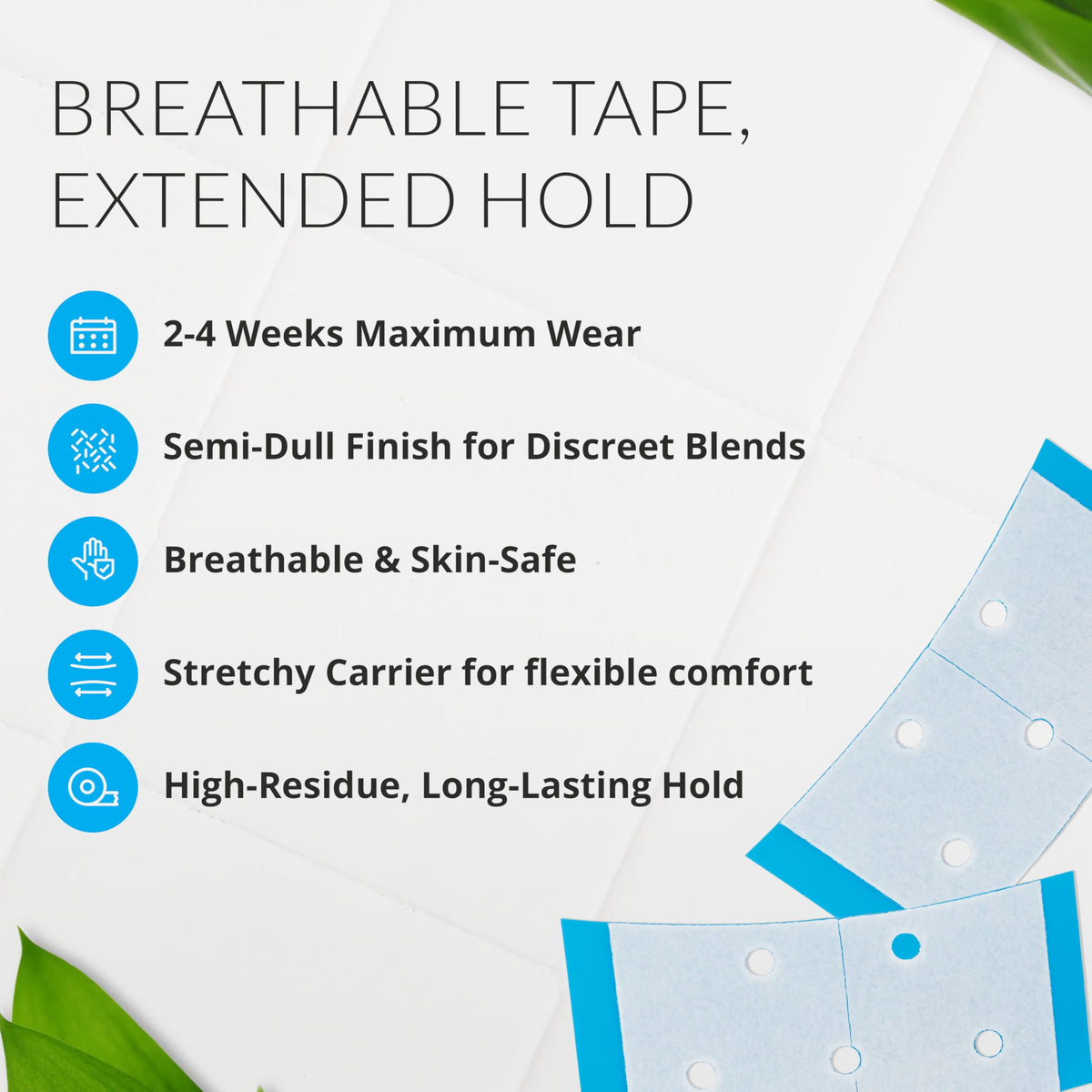 Walker Tape Extenda-Bond Plus Blue Mini Tabs 3/4" x 1 1/2", Breathable Double Sided Wig Tape for Lace Systems, Toupees, and Tape in Hair Extensions