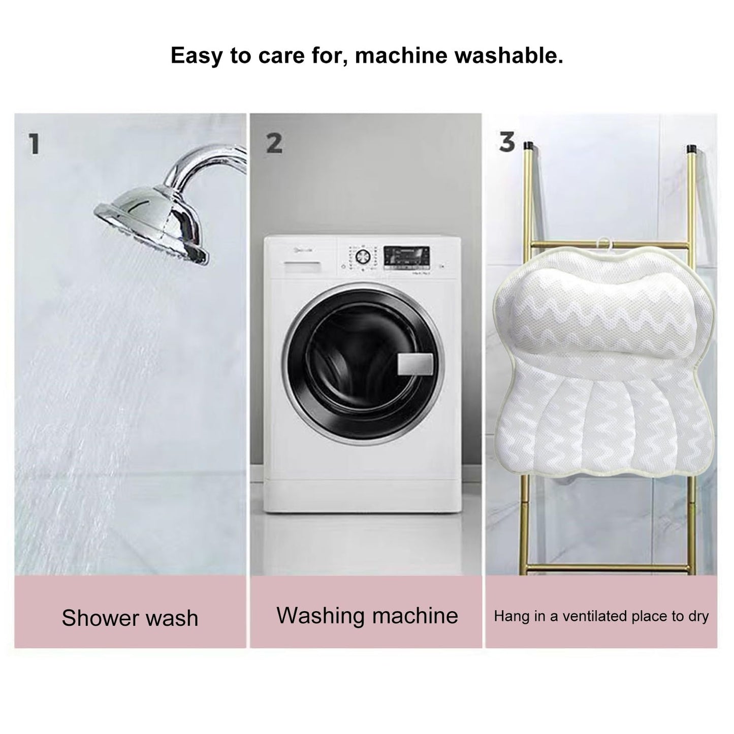 ulafbwur Bath Pillow Bathtub Pillow, Bathtub Pillow with 6 Suction Cups Hook Washable Ergonomic Air Mesh Non-Slip Neck Shoulder Back Support Thick Beauty and Personal Care ulafbwur