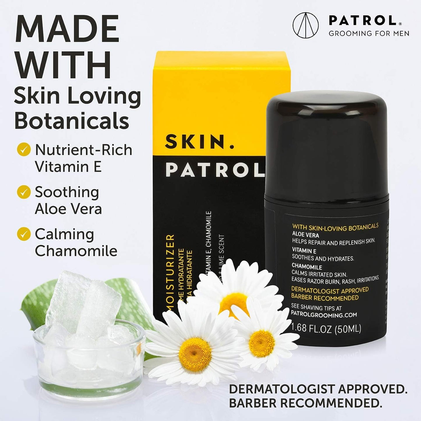 Bump Patrol Skin Patrol Everyday Face Moisturizer for Men - Natural Hydrating Daily Skin Care for Him with Aloe Vera, Vitamin E, Chamomile, Mens Face Beauty & Personal Care Bump Patrol