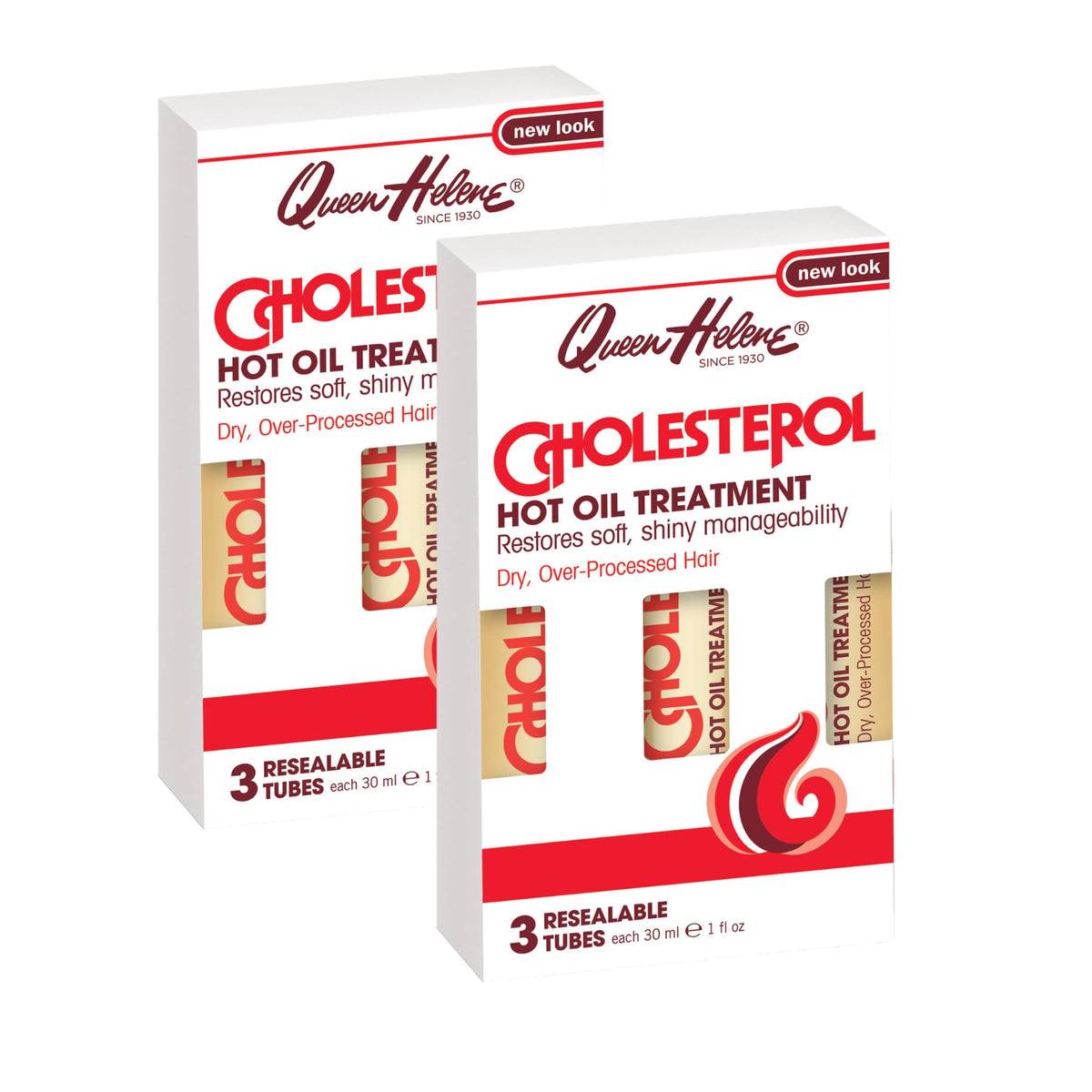 Queen Helene Cholesterol Hot Oil Treatment - Restores Healthy, Resilient Strength for Dry, Brittle Hair - Three 1oz Resealable Tubes - Pack of 2