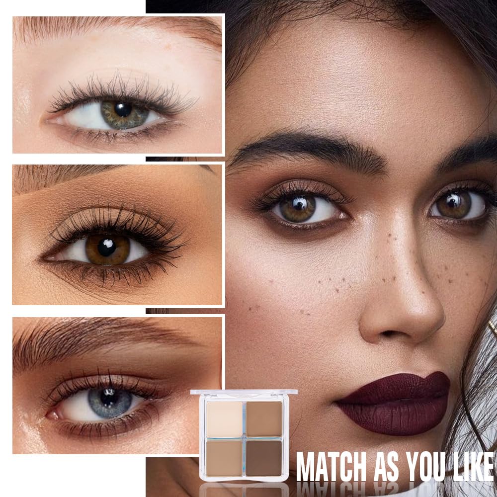 evpct Nude Brown Matte Powder Eyeshadow Quad Palette, Light Nude Pink Natural Dark Brown Matte Smoky High Pigmented Mini Eye Shadow Palette Makeup Beauty and Personal Care evpct