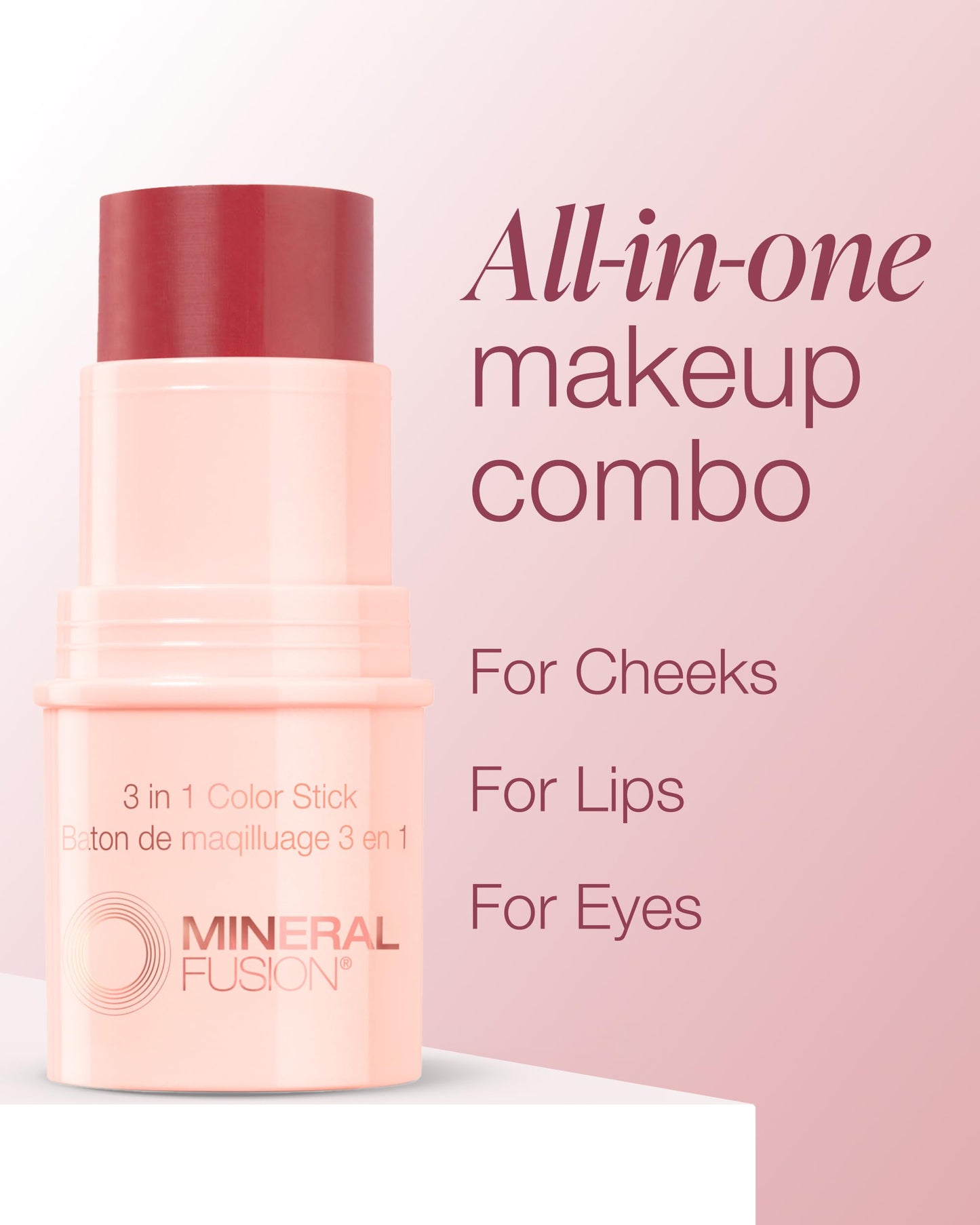 Mineral Fusion 3-in-1 Color Stick - Hydrating Tinted Cream Blush for Cheeks, Lip and Eye - Natural Multi Use Makeup (Berry Glow) Beauty & Personal Care Mineral Fusion