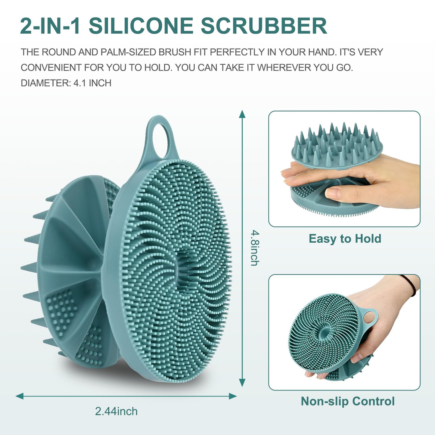 INNERNEED 2in1 Silicone Body Scrubber & Scalp Massager Shampoo Brush, Green Beauty and Personal Care INNERNEED