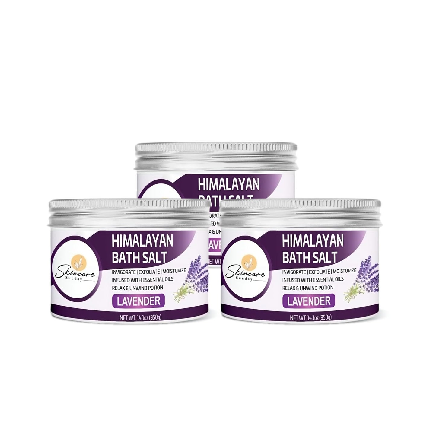 Skincare Sunday Himalayan Bath Salts - Pack of 3 - Infused with Minerals and Essential Oils - Invigorate - Exfoliate - Moisturize - Detoxify - Cleanse Beauty and Personal Care SKINCARE SUNDAY