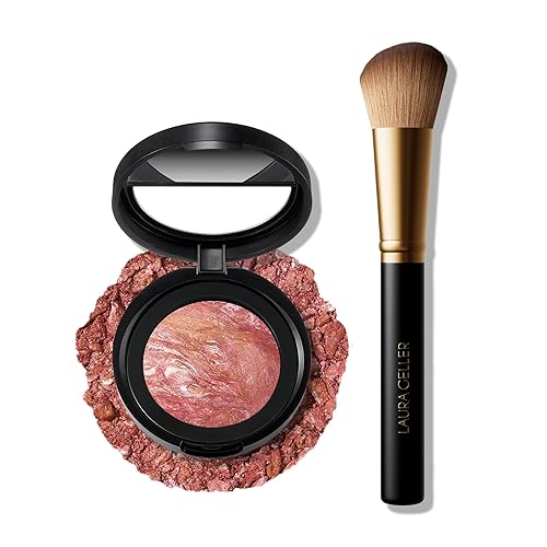 LAURA GELLER NEW YORK Baked Blush-n-Brighten Marbleized Blush - Apricot Berry & Angled Brush 2pc Set Beauty & Personal Care LAURA GELLER NEW YORK