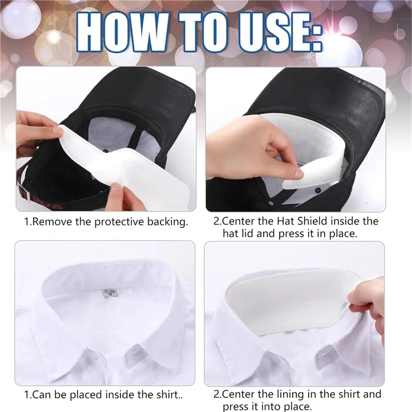 Cyyaog Collar Protectors for Shirts 200pcs Hat Sweat Liner Golf Absorbent Pad Odor Soft Protector Disposable Hard Sweatband Beauty and Personal Care Cyyaog