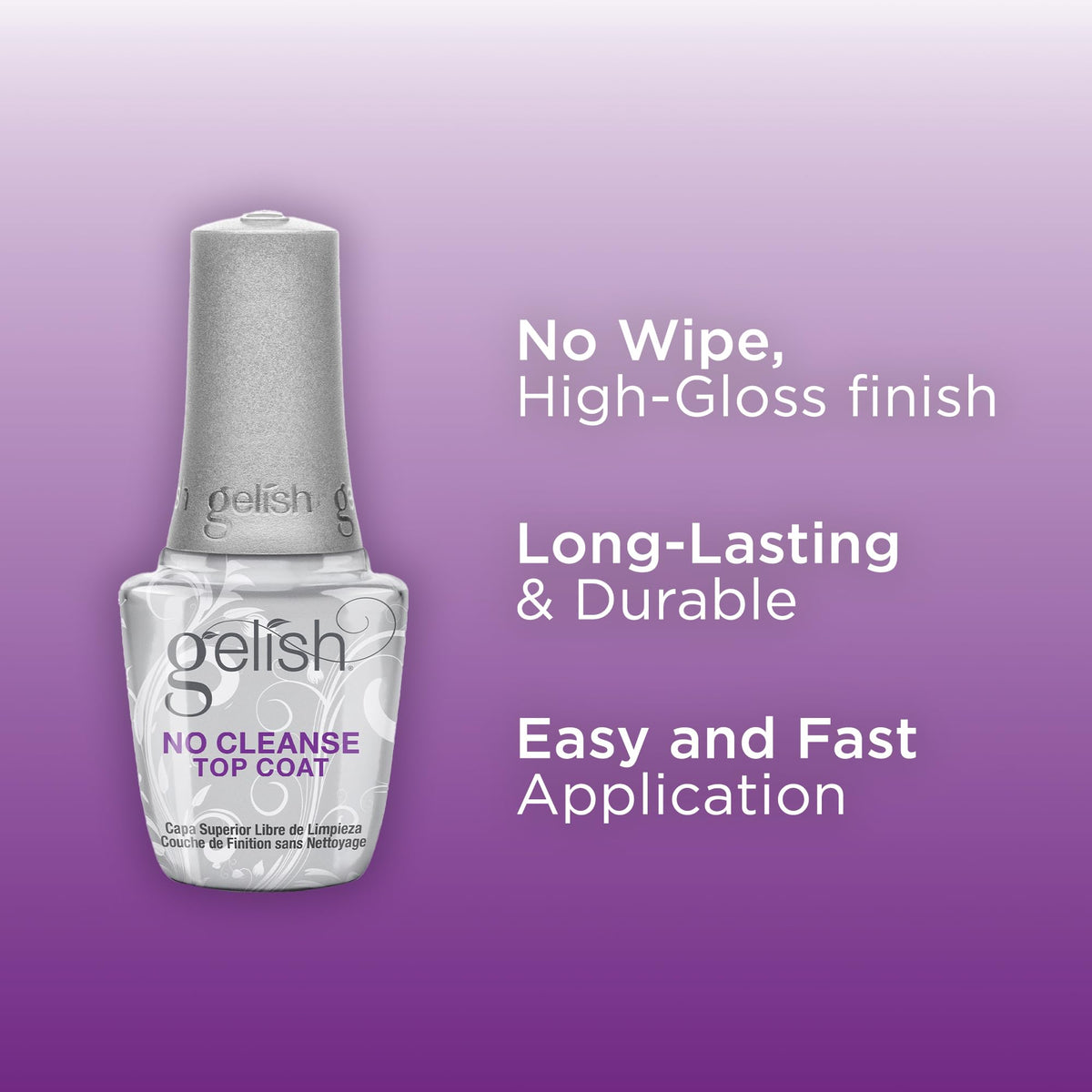 Gelish No-Cleanse No Wipe UV/LED Gel Nail Polish Top Coat Sealer, 15mL