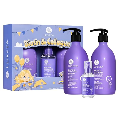 Luseta Biotin Trio Hair Care Set Moisturizing Shampoo and Conditioner Set 16.9 oz*2 and 3.38 oz Hair Serum Thickening for Thinning Damaged Dry Hair Beauty & Personal Care L LUSETA