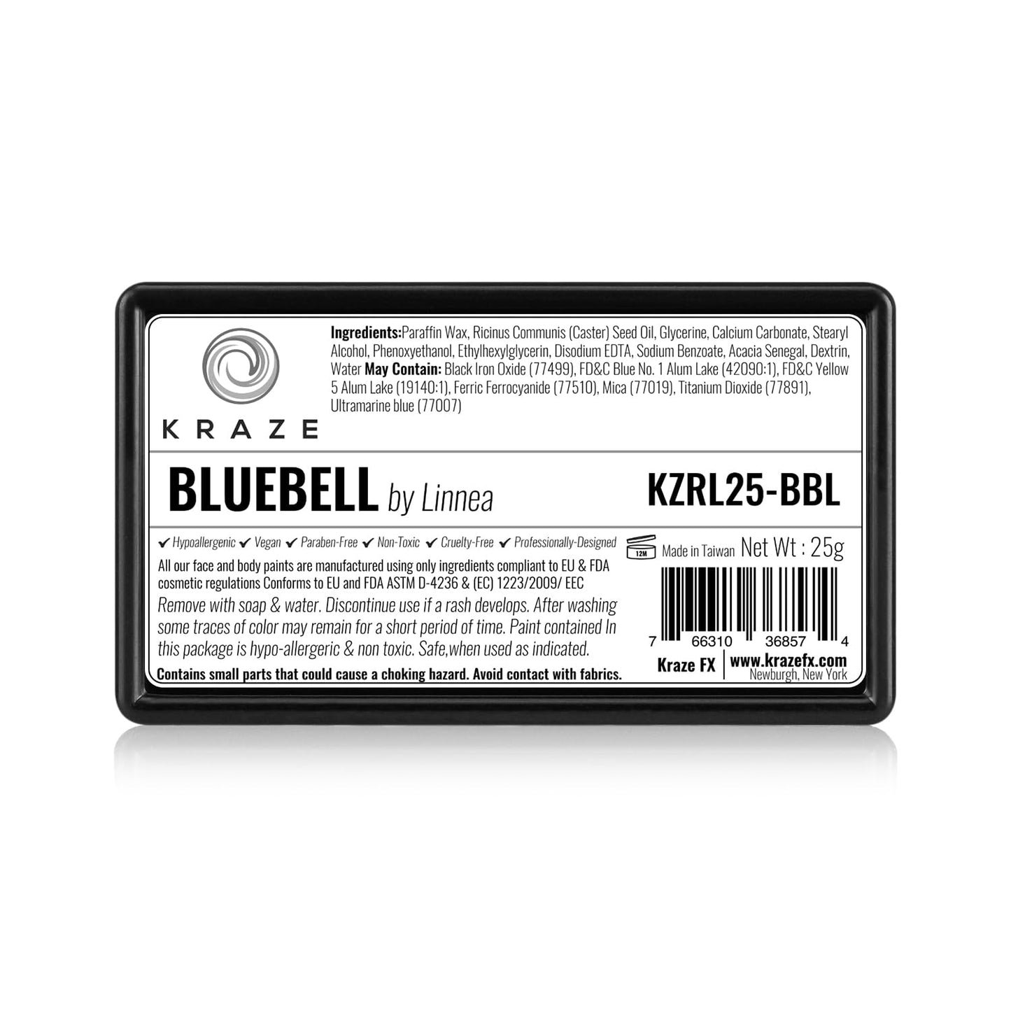 Kraze FX Dome Stroke - Bluebell by Linnea (25 gm), Professional 1-Stroke Split Cake, Hypoallergenic, Non-Toxic, Water Activated Face & Body Painting Beauty & Personal Care Kraze FX