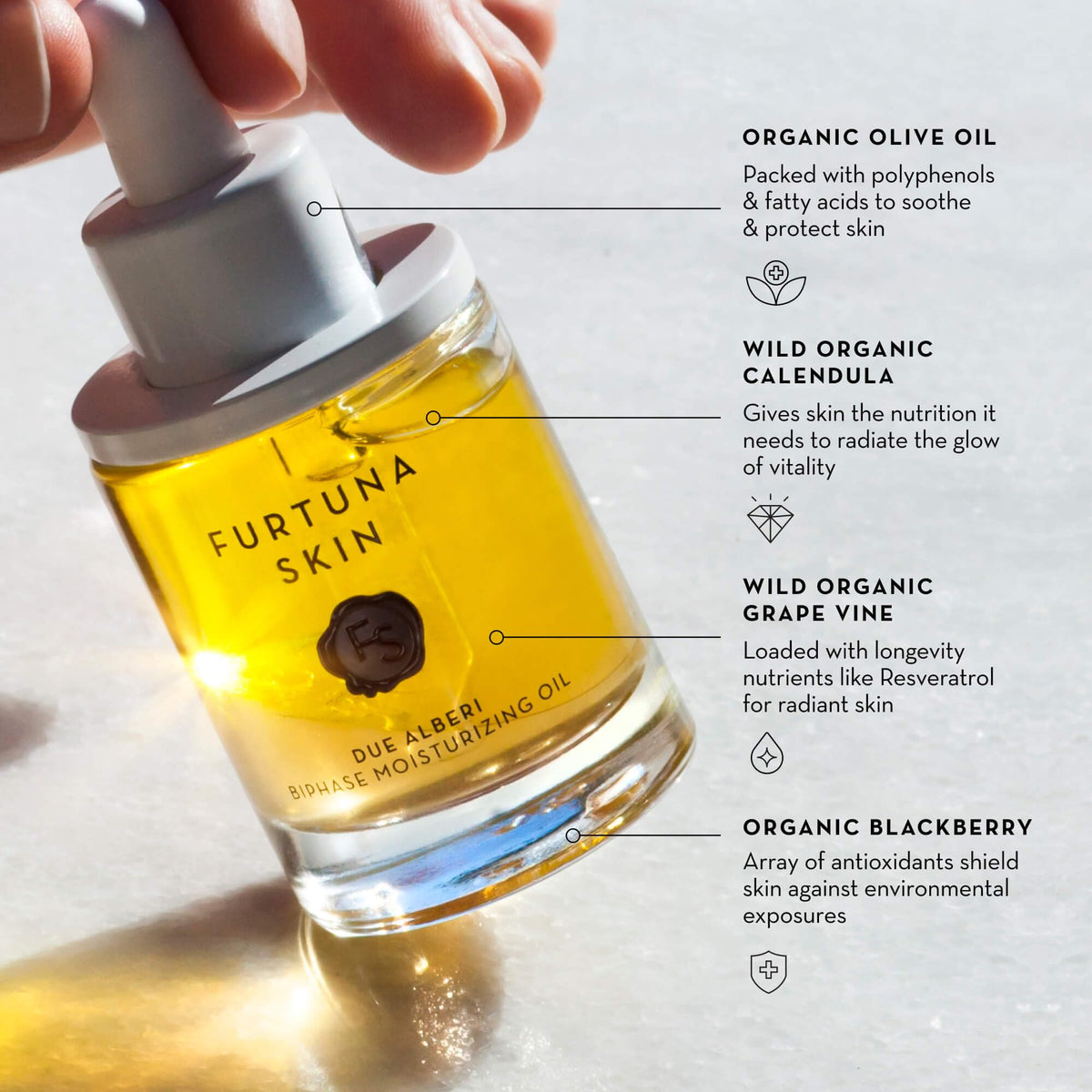 Furtuna Skin Biphase Moisturizing Oil - Hydrating, Plumping & Protecting Face, Neck, and Decollete Oil, Vegan & Cruelty-Free, Organic Olive Beauty & Personal Care Furtuna Skin