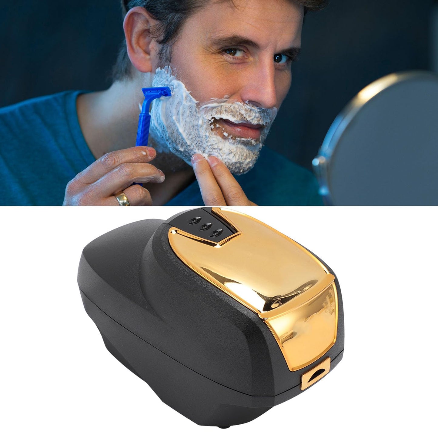 Professional Hot Lather Machine for Shaving Large Capacity Electric Foaming Machine Shaving Foam Machine for Home Salon Barber Shop, Black Gold (US Beauty and Personal Care Pongnas