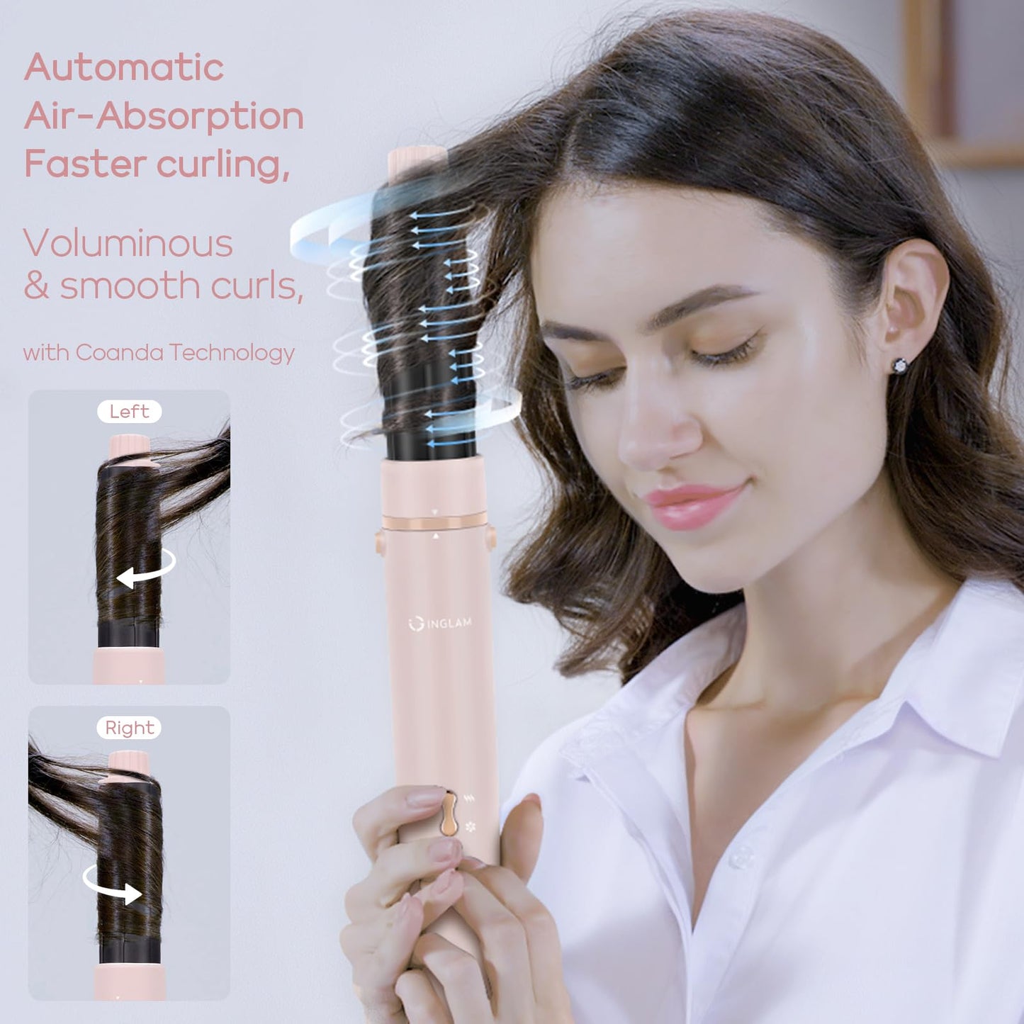 IG INGLAM MegaAIR Styler, 5 in-1 Professional Interchange Hair Dryer Brush 110,000 RPM Brushless BLDC Motor Ionic Hot Air Styler Volumizing and Shape Beauty & Personal Care IG INGLAM