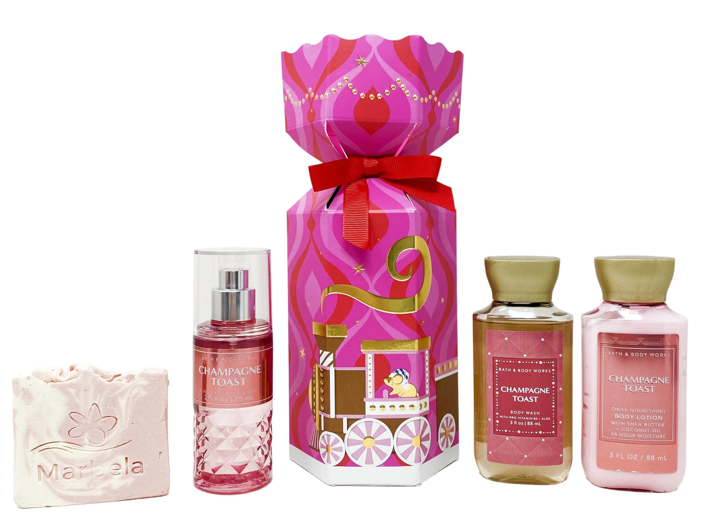 Bath & Body Works Champagne Toast - Mini Gift Set - Fine Fragrance Mist, Body Lotion and Body Wash With a Himalayan Salts Springs Sample Soap. Beauty and Personal Care Bath & Body Works