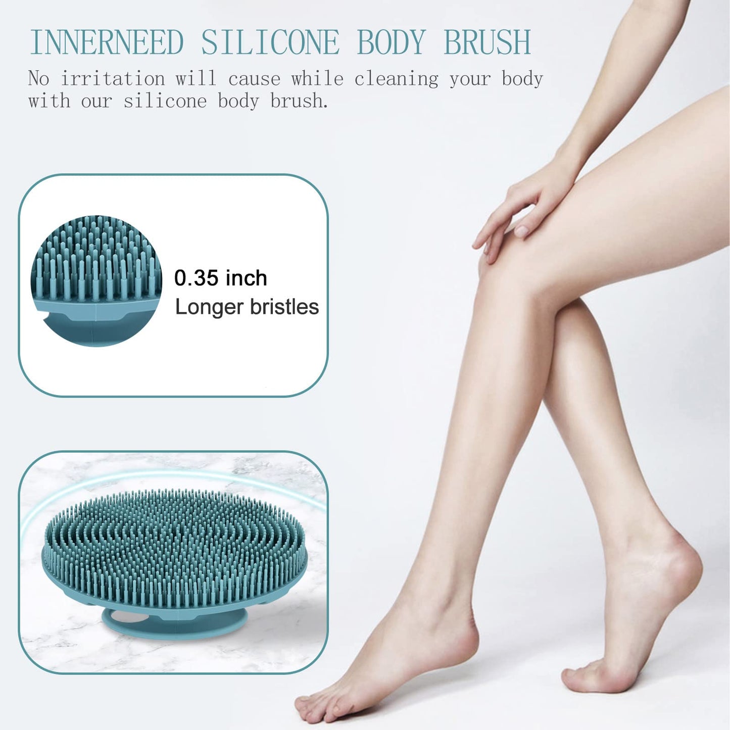 INNERNEED Food-Grade Soft Silicone Body Scrubber Shower Brush Handheld Cleansing Skin Brush, Gentle Exfoliating and Lather Well (Dark Green+Pink) Beauty and Personal Care INNERNEED