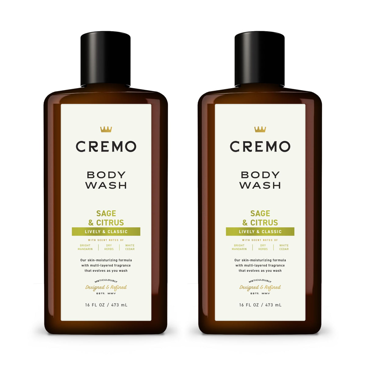 Cremo Rich-Lathering Sage & Citrus Body Wash, A Revitalizing Combination of Bright Mandarin, Dry Herbs and White Cedar, 16 Fl Oz (2-Pack) Beauty & Personal Care Cremo