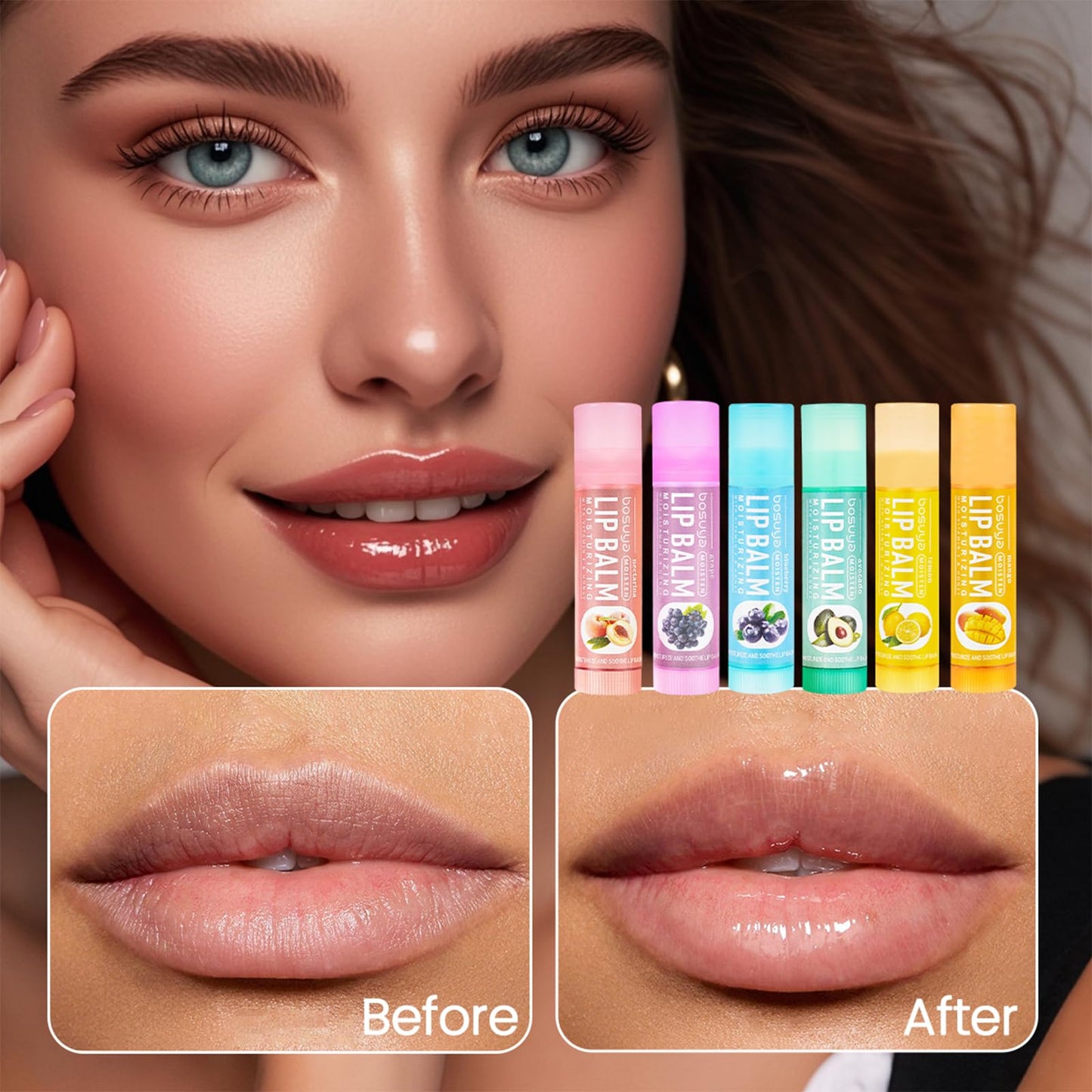 Lip Balm 12 Pack - Hydrating & Repairing for Delicate Lips, 6 Fruity Flavors Moisturizing Balm for Dry Cracked Lips, Long Lasting Lip Care Set Beauty and Personal Care ADMD