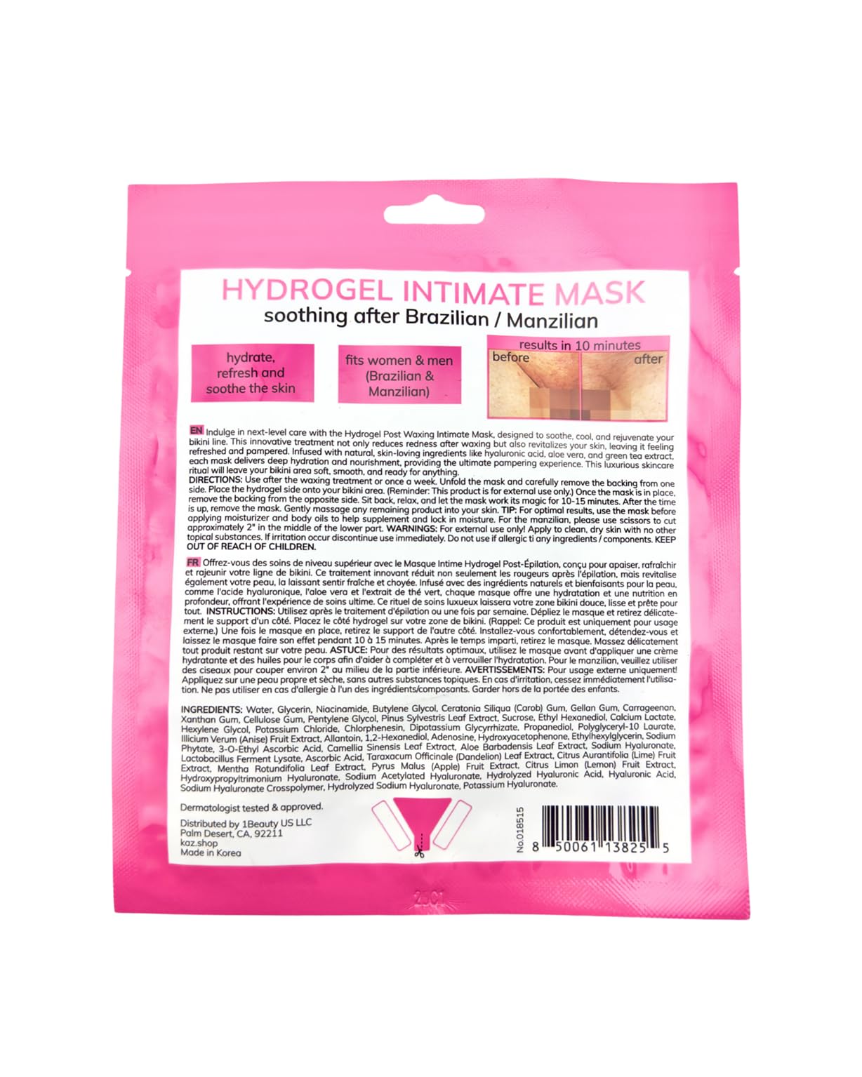 Waxness Kaz Hydrogel Intimate Soothing Mask for Bikini Area After Brazilian or Manzilian Wax - Professional Skin Care Beauty and Personal Care Waxness