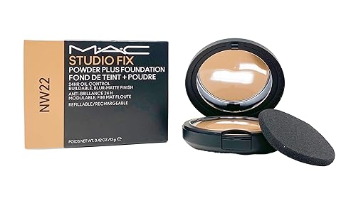 M.A.C Studio Fix Powder Plus Foundation 24 hr Oil Control Refillable - NW22 (Warm beige with rosy undertone for light to medium skin) .42 Oz / 12g Beauty & Personal Care MAC