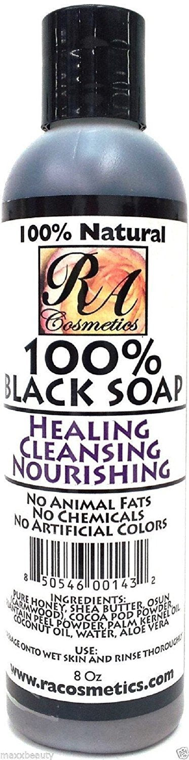 RA Cosmetics 100% Natural Liquid African Black Soap, Unscented, 8 fl. oz. Beauty & Personal Care RA COSMETICS