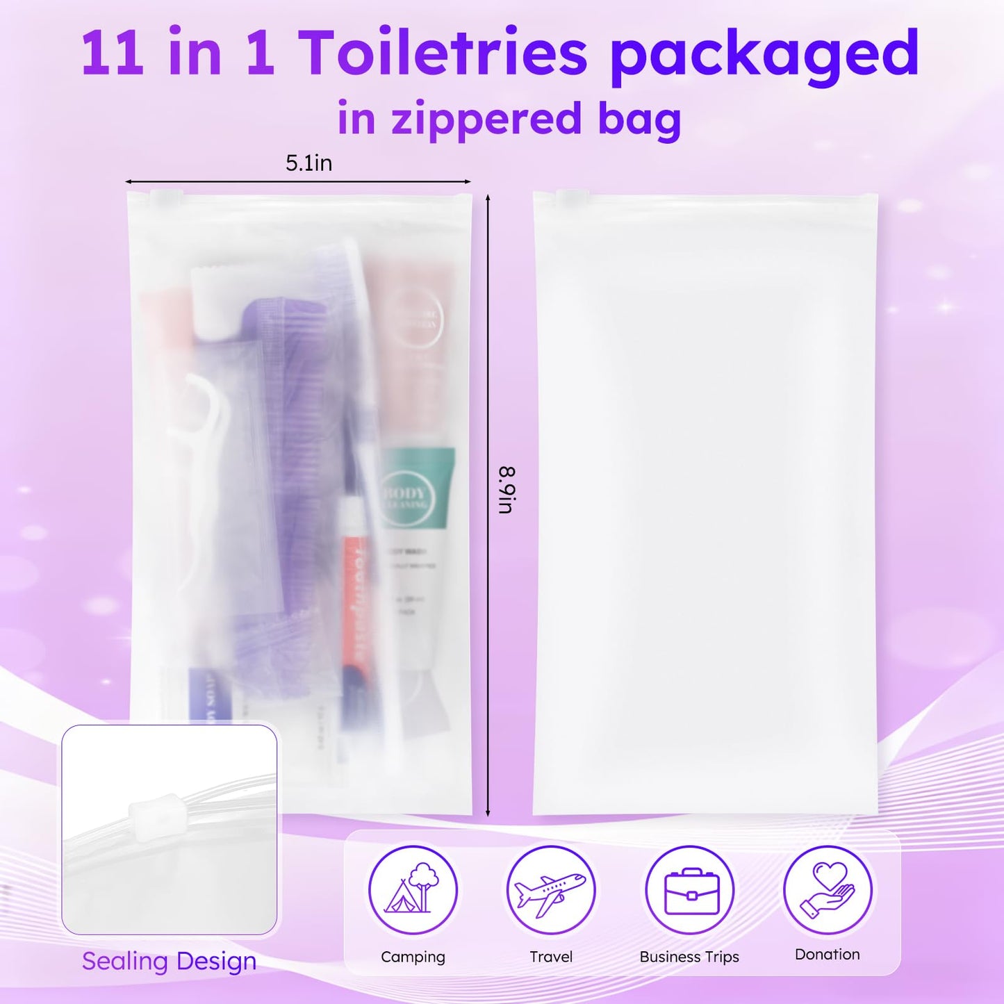 Travel Toiletries Personal Cleaning Bulk,Disposable Hygiene Kit Care Package Supplies, Women Toiletry Essentials Set Individually Wrapped for Camping Beauty and Personal Care Zhjianup