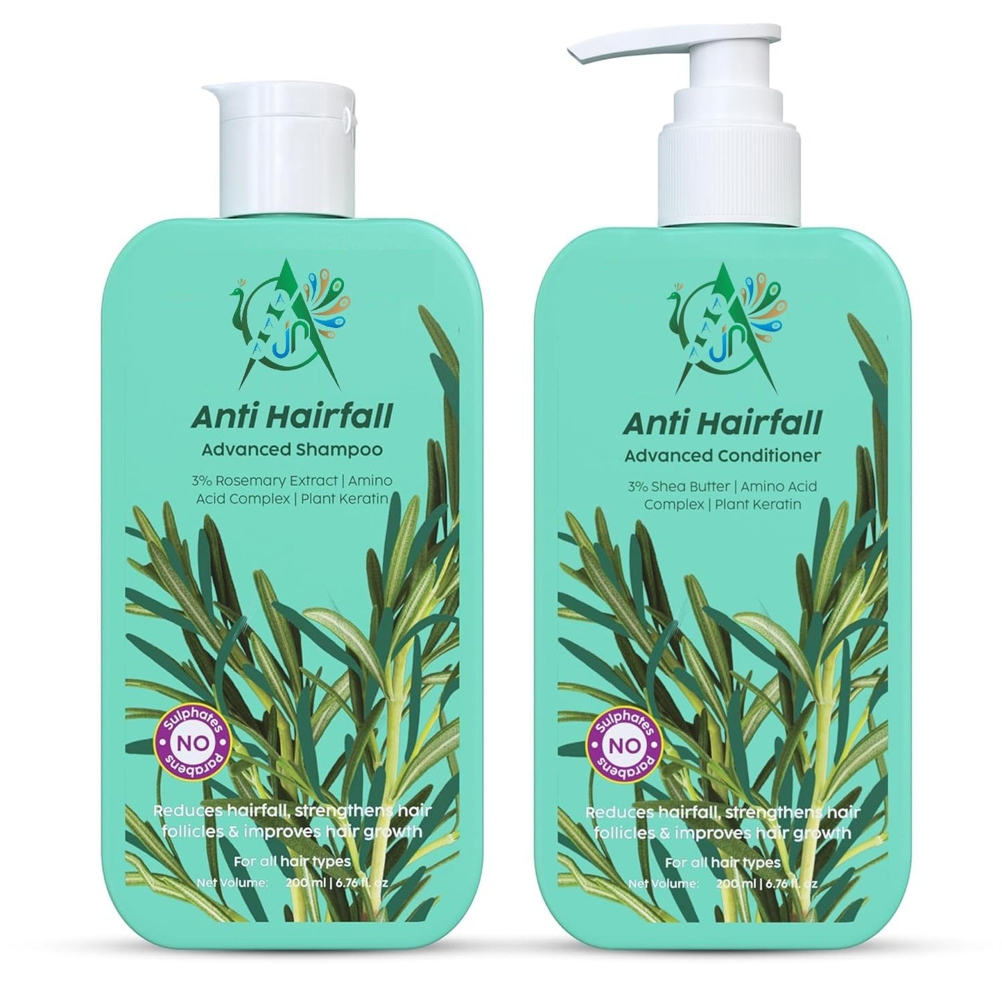 AAA JN Anti Hair Loss Shampoo and Conditioner Set | Reduces Hair Fall & Breakage | Herbal Formula for Smooth, Shiny, Nourished Hair | 200ml (2 Piece Beauty & Personal Care AAA JN