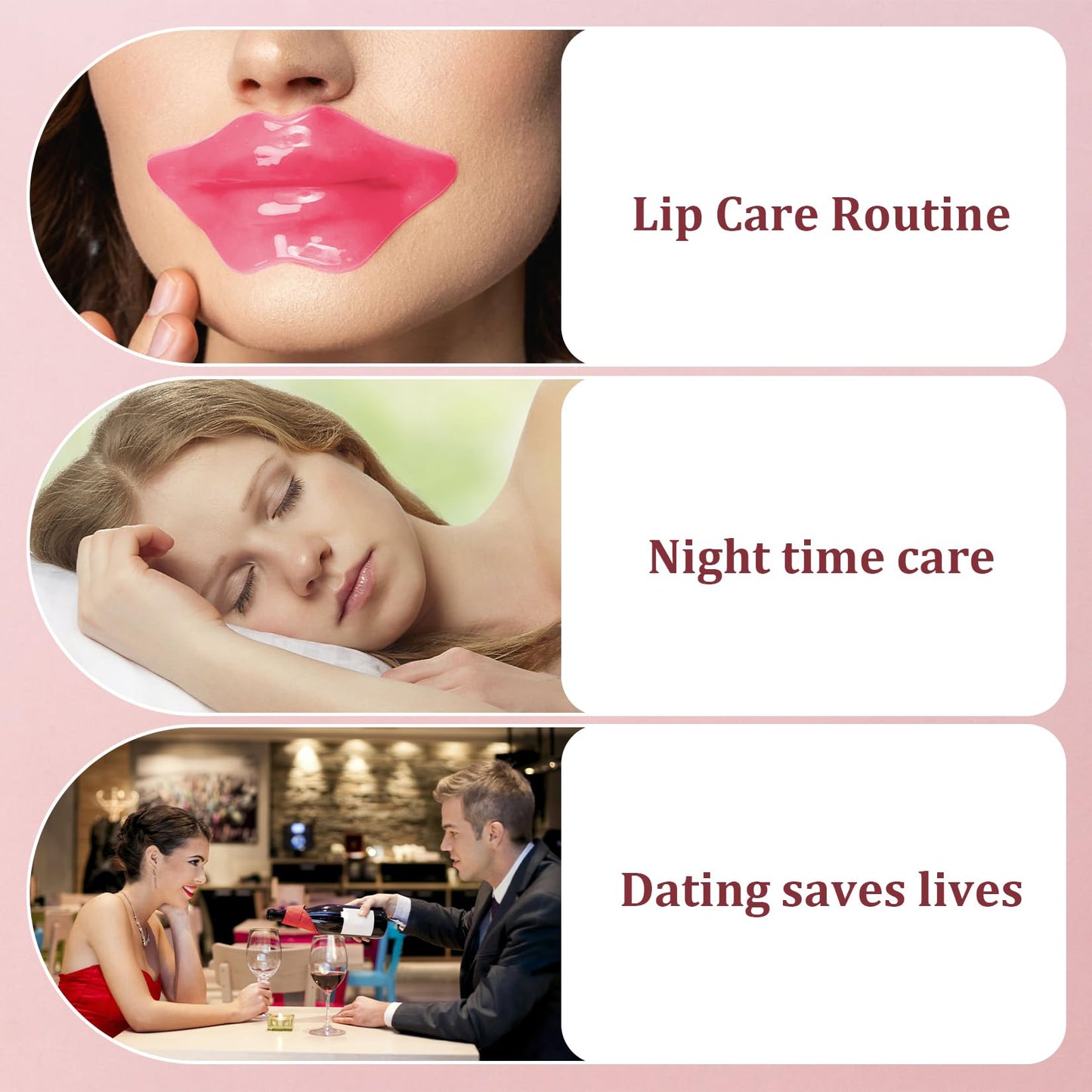 Lip Mask 30PCS Collagen Lip Masks Overnight: Hydrating Moisturizing Lip Mask Sheet Pack Bulk with Hydrogel Crystal Gold Essence - Lip Sleeping Mask Beauty and Personal Care RAINFLOW