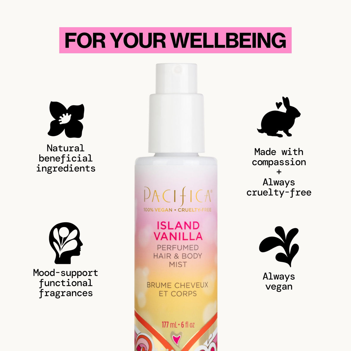 Pacifica Island Vanilla Hair Mist Perfume and Full Body Spray for Women - Fragrance Spray for A Mood-Lifting Experience, Paraben-Free, Clean Beauty No Beauty & Personal Care Pacifica