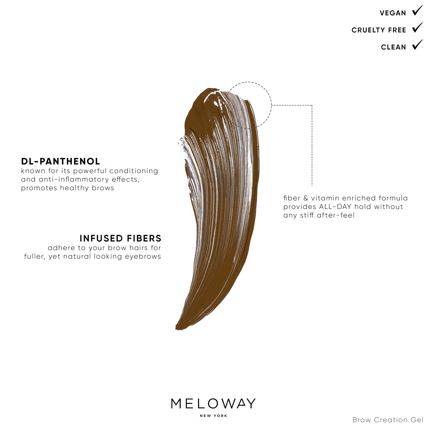 MELOWAY Brow Creation Gel - Tinted Fiber Gel for Thicker, Fluffier Brows - Patented Brush - Vitamin-Enriched Formula - Vegan, Cruelty-Free, Clean Beauty & Personal Care MELOWAY