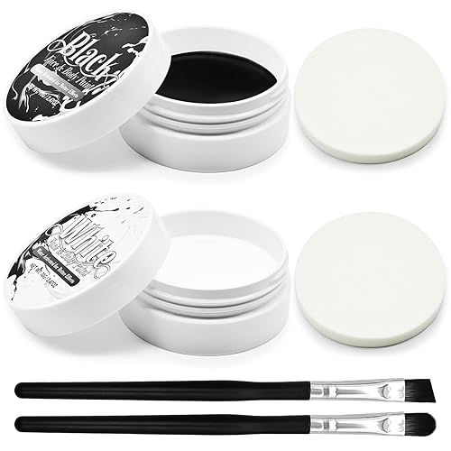 Black and White Face Paint Set - 2.47 oz Halloween Face Body Paint Skeleton Ghost Skull Cosplay Costume Professional SFX Corpse Special Effects Makeup Beauty & Personal Care Paezm