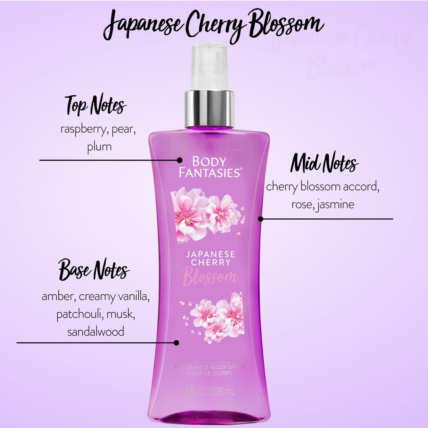 Body Fantasies Japanese Cherry Blossom Body Spray - Pack of 3 Beauty & Personal Care Body Fantasies