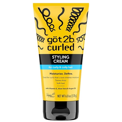 Got2B Curled Styling Cream, 6 Fl Oz, Curl Defining & Moisturizing Hair Cream for Coily & Curly Hair, Provides Frizz Control & Soft Feel for Type 3-4 Beauty & Personal Care Got2B