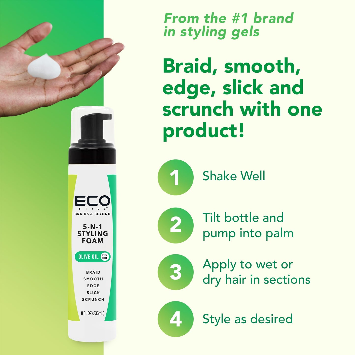 Eco Style Braids & Beyond 5-N-1 Styling Foam, Moisturizes & Seals Beauty & Personal Care Eco Style