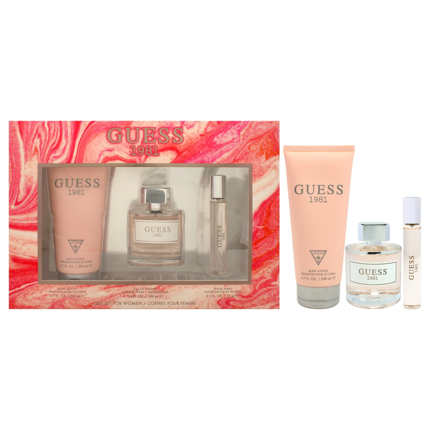 Guess 1981 for Women 3 Piece Gift Set, 3.4oz Eau De Toilette Spray + 0.5oz Eau De Toilette Spray + 6.7oz Body Lotion Beauty & Personal Care GUESS