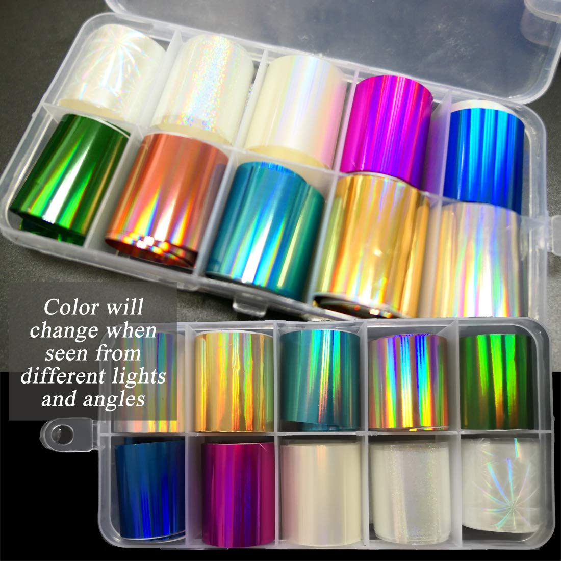 AddFavor 30 Roll Holographic Transfer Nail Foil Sticker Silver Laser Nail Decals 10 Roll Nails Strip Tape for Nails Art Design Decoration Beauty & Personal Care AddFavor