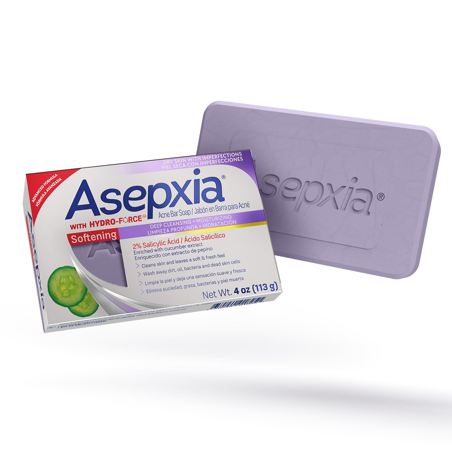 Asepxia Acne Treatment Softening Bar Soap | 2% Salicylic Acid Cleanser, Wash away Oil & Impurities, Soothes with Cucumber Extract, Daily Use Beauty & Personal Care Asepxia