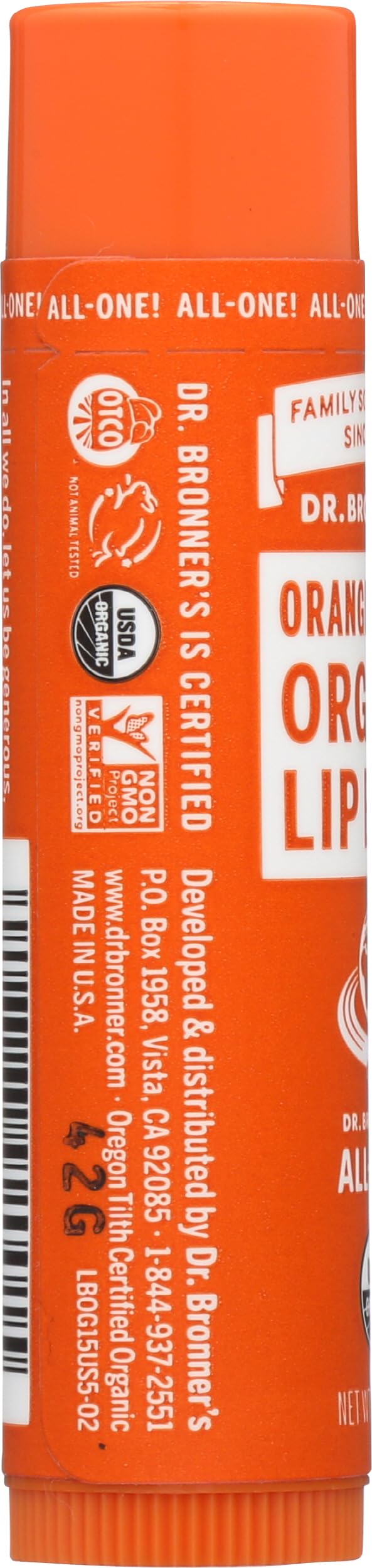 Dr Bronner's, Lip Balm Orange Ginger Organic, 0.15 Ounce Beauty and Personal Care Dr. Bronner's