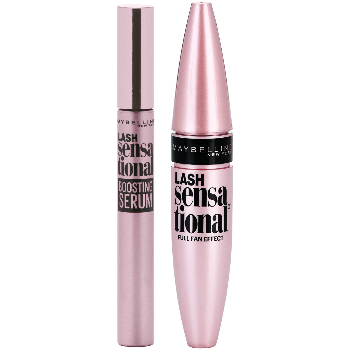 Maybelline Lash Sensational Boosting Eyelash Serum & Washable Mascara Set, Blackest Black