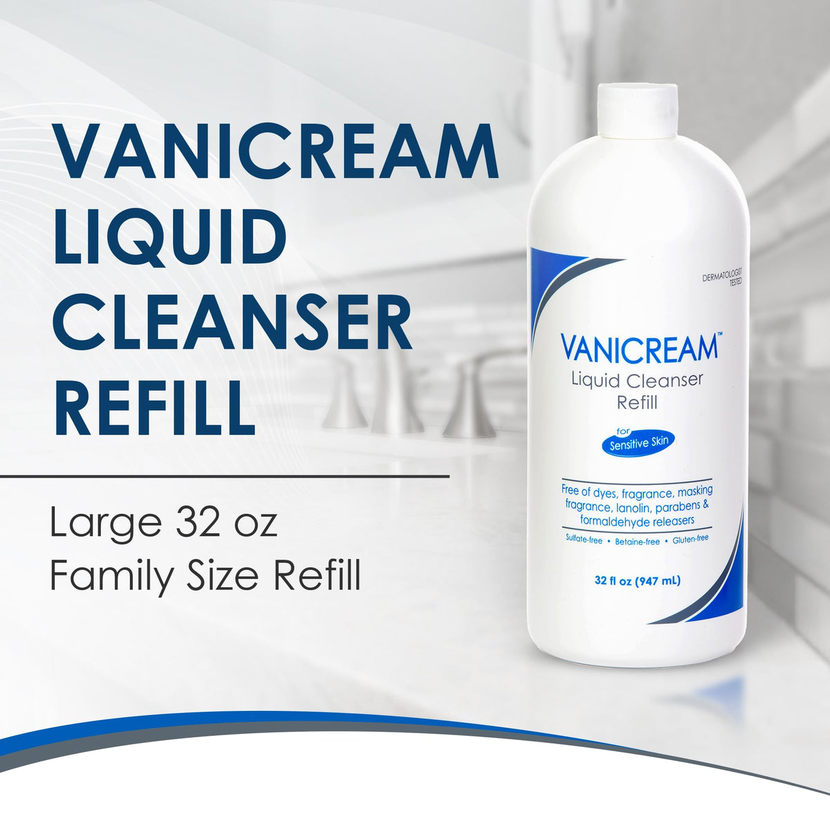 Vanicream Liquid Cleanser Refill, Gentle Body & Face Wash, 32 Fl Oz
