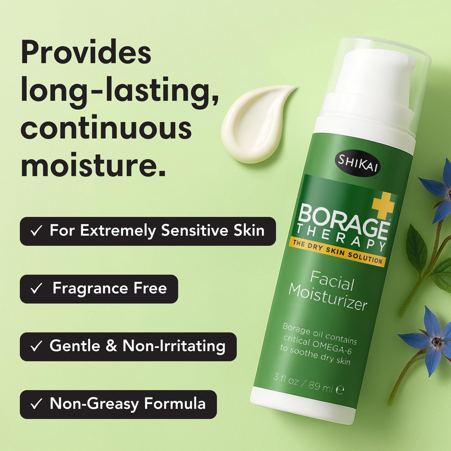 ShiKai Borage Therapy Facial Moisturizer | Unscented Cream for Face & Neck | Daily Skin Lotion for Dry or Sensitive Skin | Non-Greasy, Gentle Formula Beauty & Personal Care ShiKai