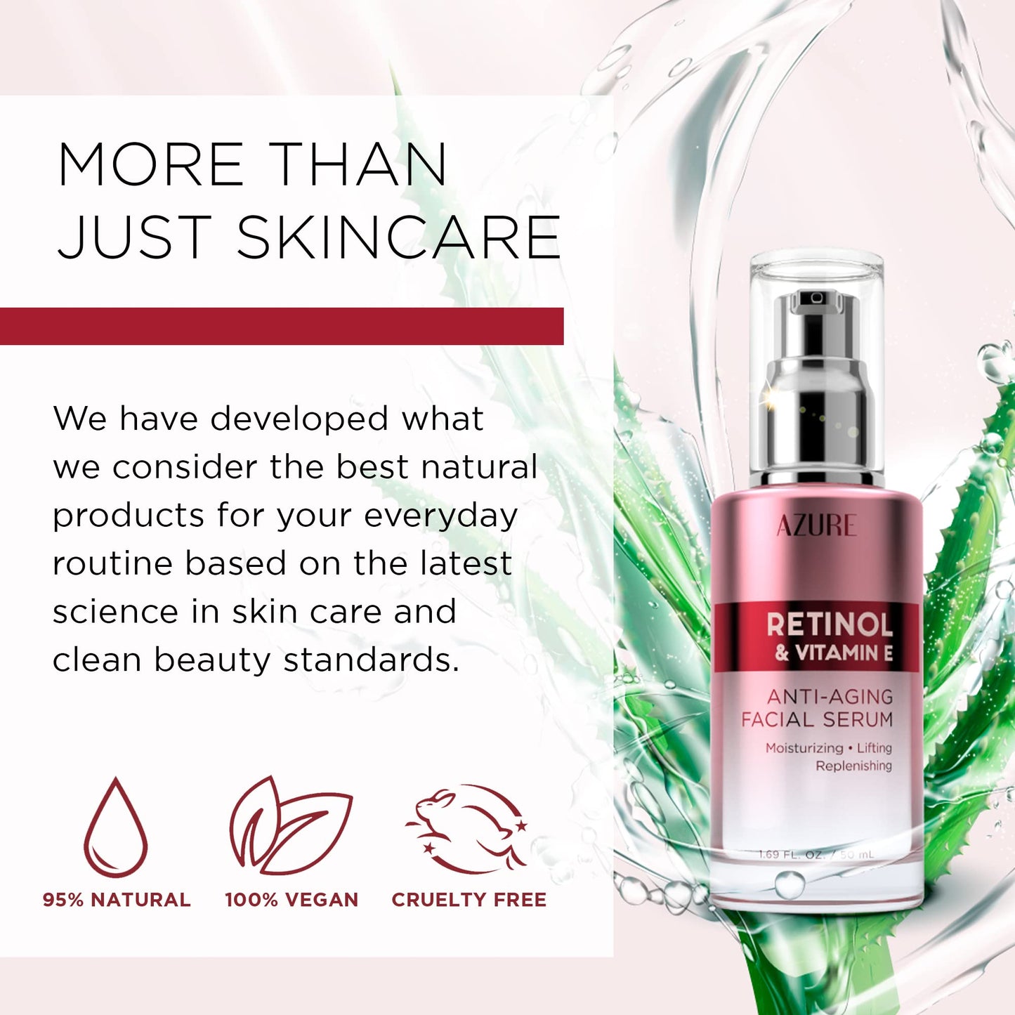 Azure Cosmetics Retinol Serum For Face - Dermatologist Tested, Anti Aging for Dark Spots & Skin Smoothing - Vitamin E for Replenishing & Skin Renewal Beauty & Personal Care Azure Cosmetics