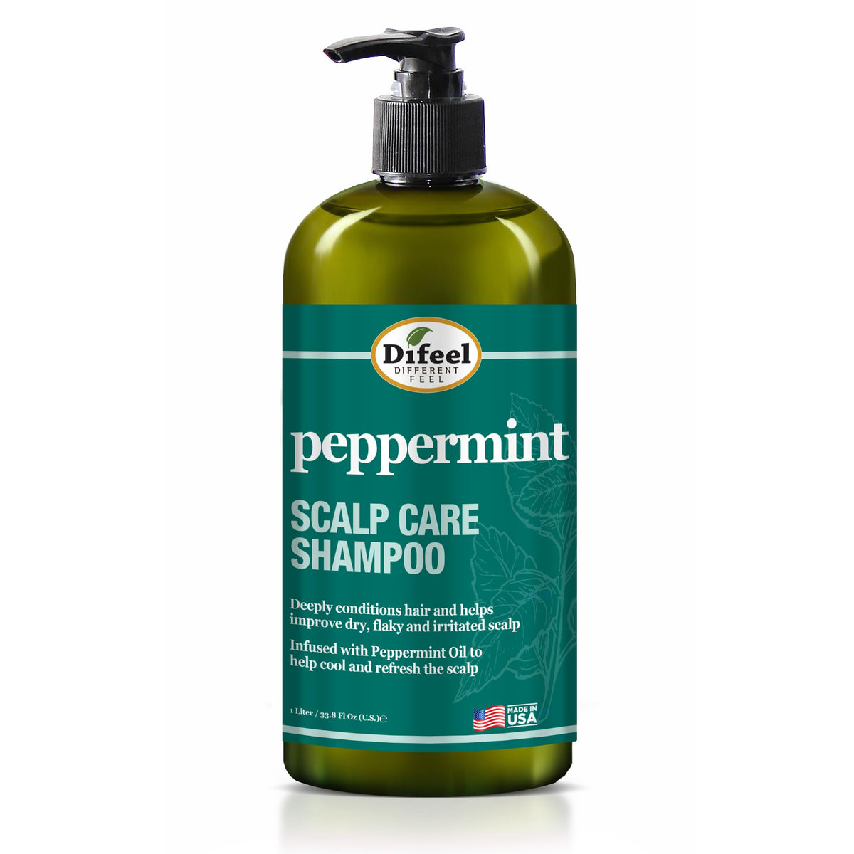 Difeel Peppermint Scalp Care Shampoo 33.8 oz. - Peppermint Shampoo Made with Natural Ingredients