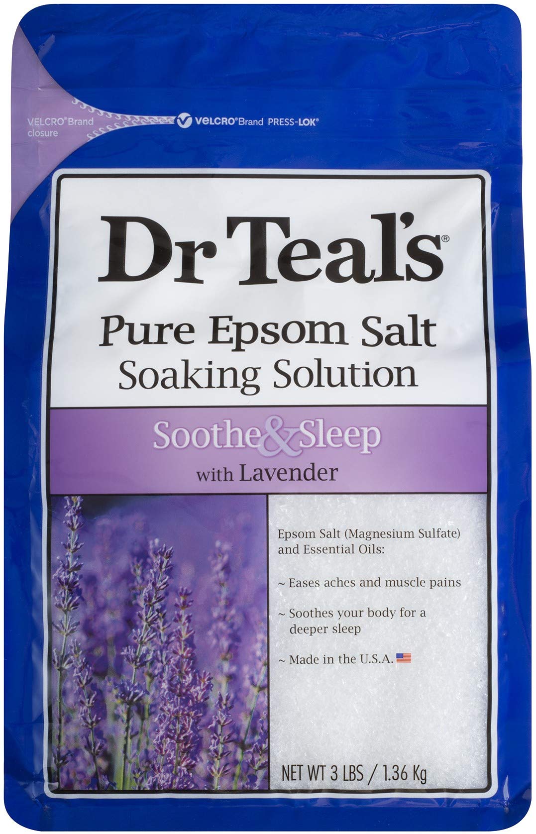 Dr Teal's Epsom Salt Bath Soaking Solution, Eucalyptus and Lavender, 2 Count, 3lb Bags - 6lbs Total Beauty and Personal Care Dr Teal's