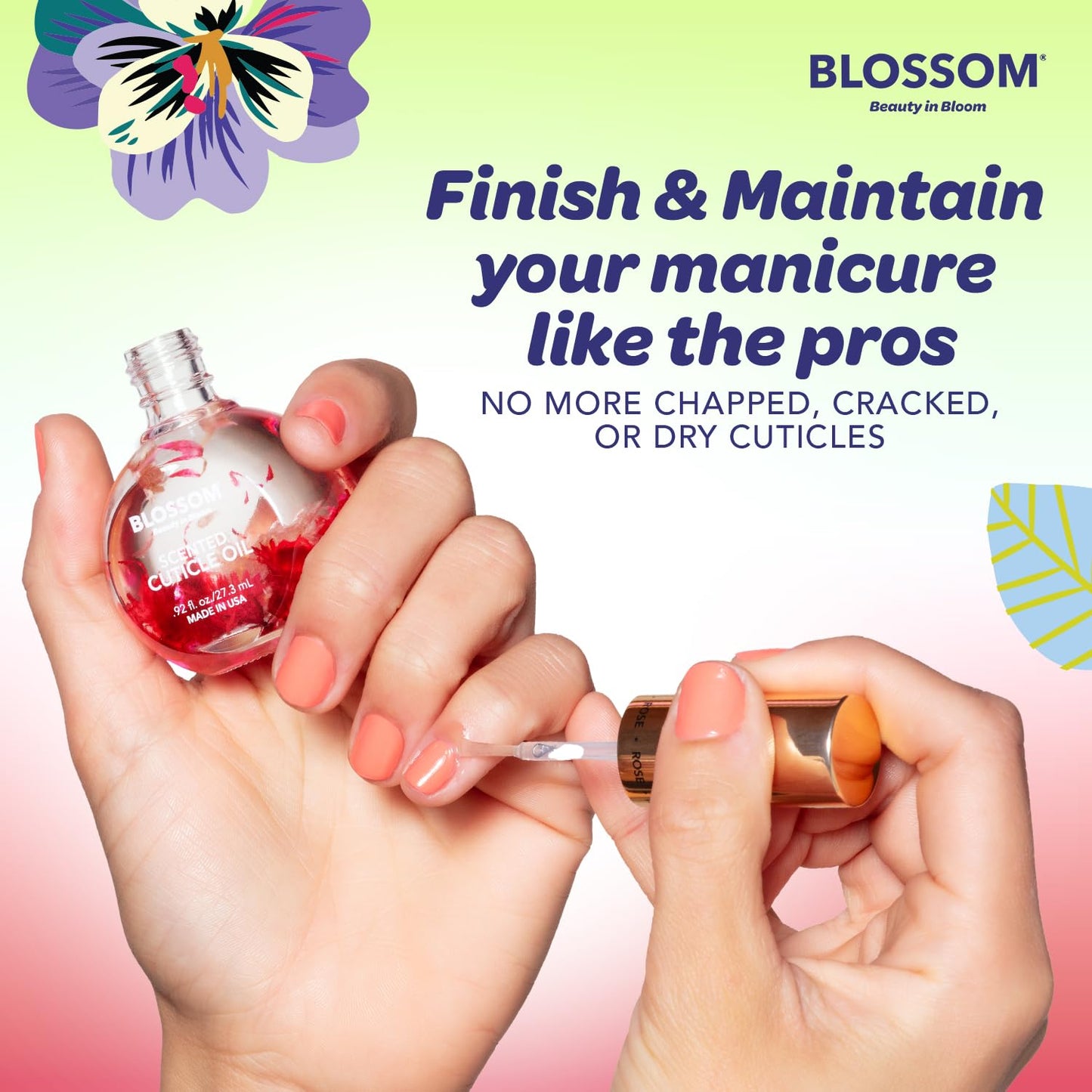 Blossom Cuticle Oil for Nails, Hydrating, Moisturizing, Scented Nail Oil Cuticle Care, Infused with Real Flowers, Made in USA, 0.5 fl. oz, Cherry Beauty & Personal Care Blossom