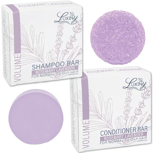 Luxiny Hair Shampoo and Conditioner Set - Sulfate Free Lavender Bars, Made in USA (1 Shampoo Bar 60g, 1 Deep Conditioner Bar 50g) Beauty & Personal Care Luxiny