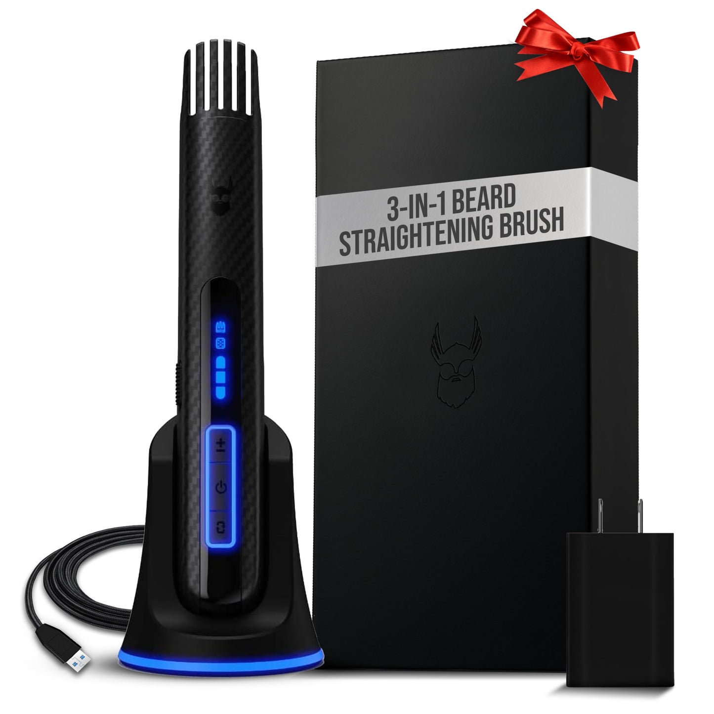 The Beard Struggle Carbon X Heated Beard Brush, Cordless Beard Straightener for Men with Adjustable Temperature 160-200°C - Ionic Anti-Frizz Carbon X Beauty and Personal Care The Beard Struggle